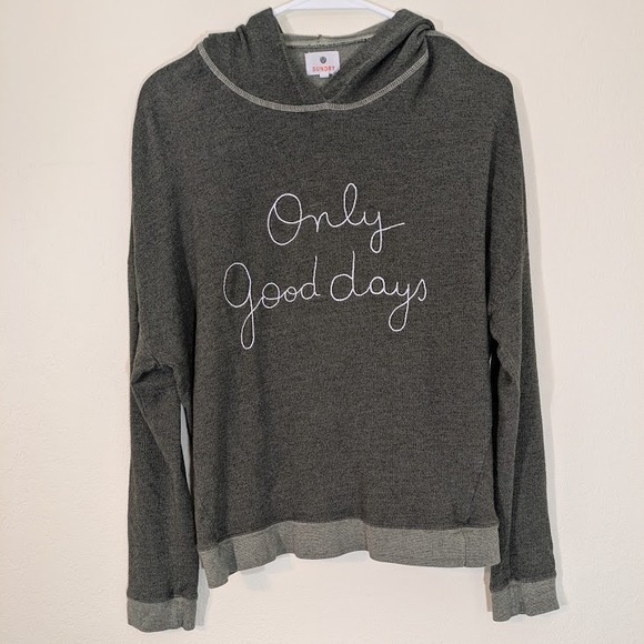 Sundry Tops - Sundry Hoodie Women's Small Gray Only Good Days Embroidered Graphic Pullover USA